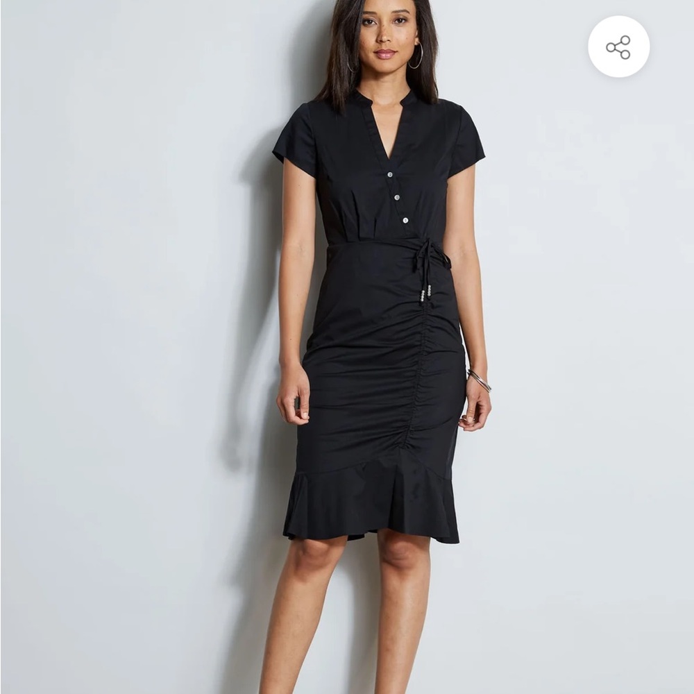 Elie Tahari Ruched cotton shirt dress